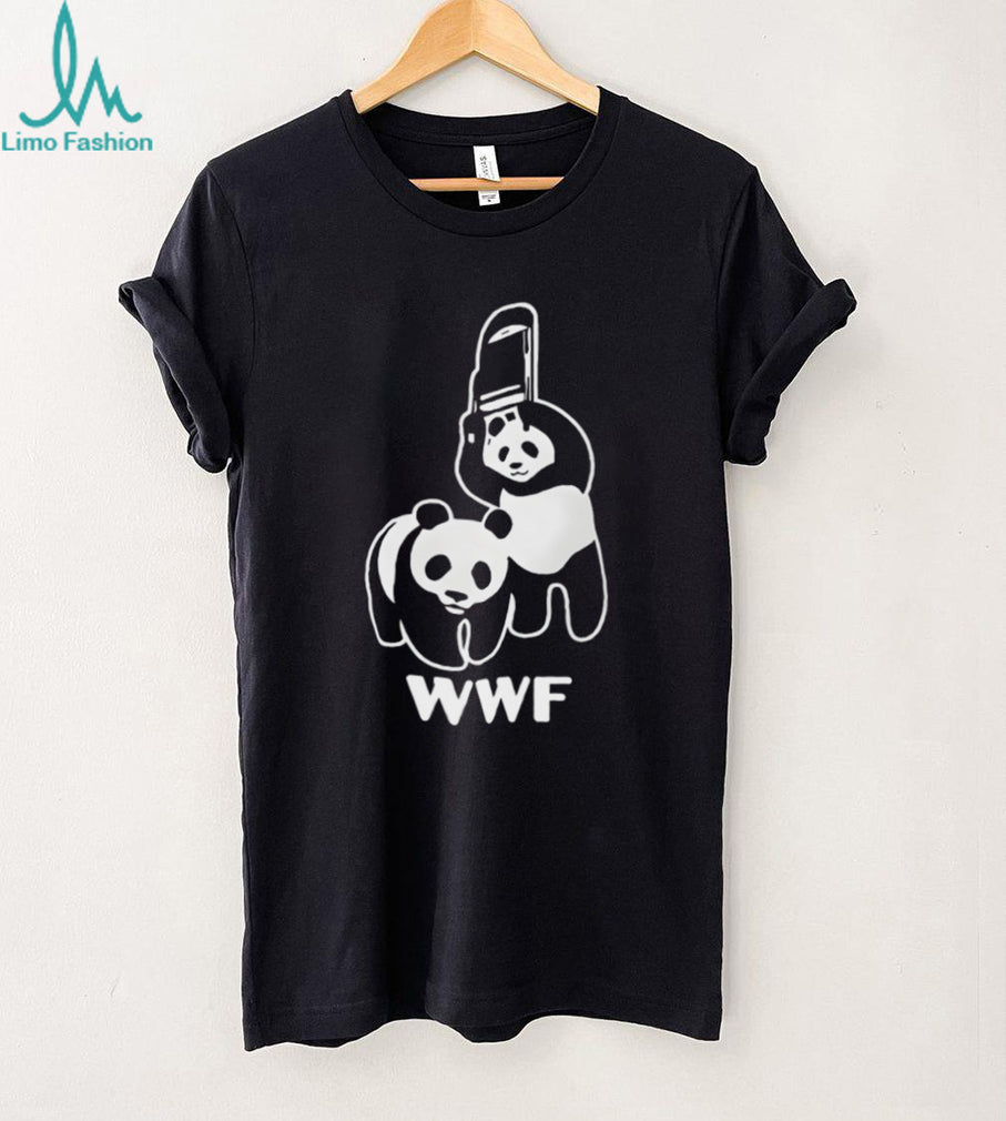 WWF Panda Bear Chainsaw Funny Conservation Humor Graphic T Shirt