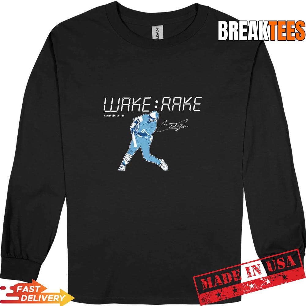Wake and Rake Carter Jensen Kansas City Royals Baseball Signature T-Shirt