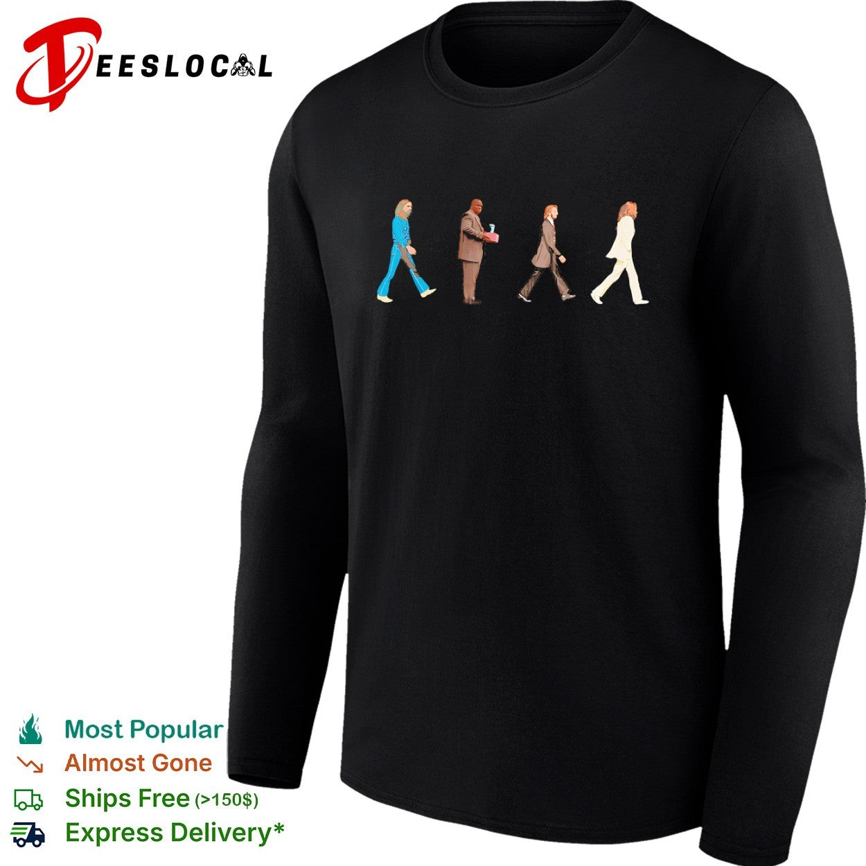Walking across parody four people walking shirt