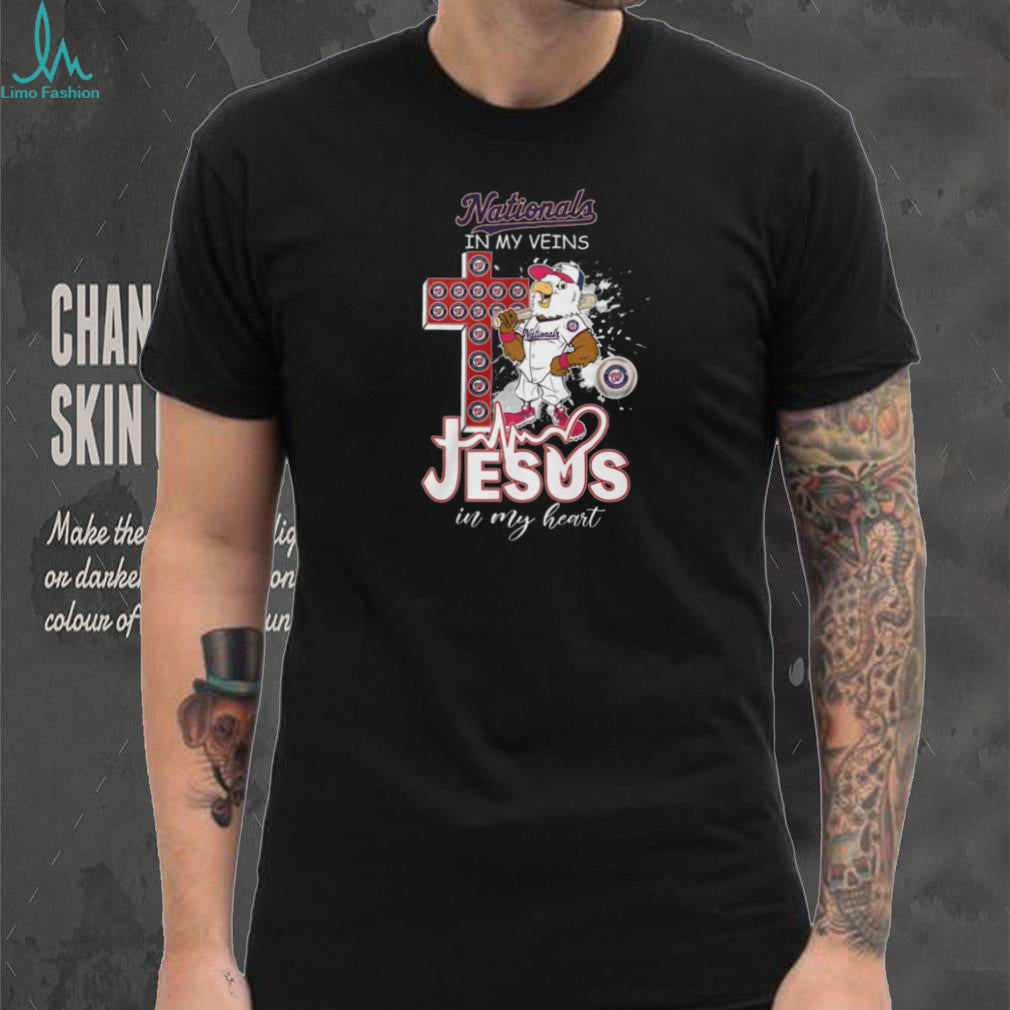 Washington Nationals Screech Eagle Mascot Cross Heartbeat Jesus In My Heart T Shirt