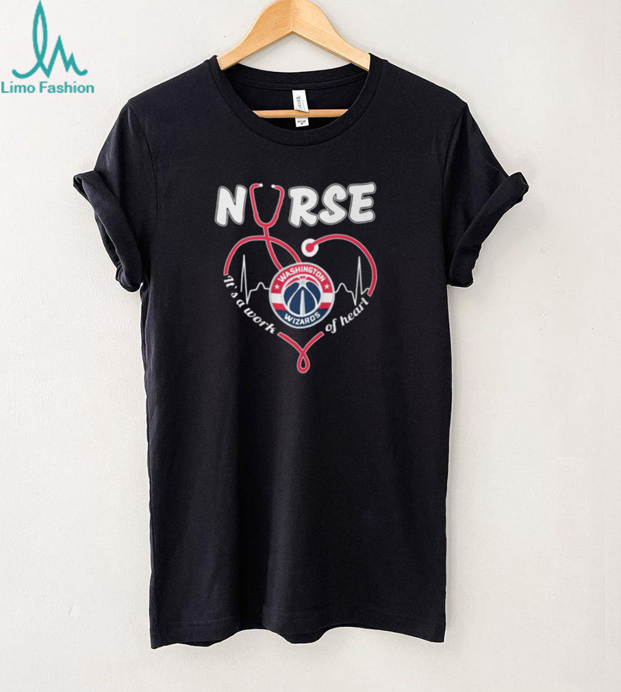 Washington Wizards Basketball Logo Red Stethoscope Heart Nurse Work Of Heart T Shirt