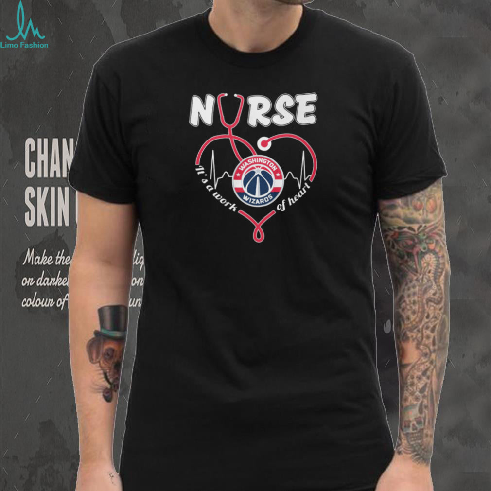 Washington Wizards Basketball Logo Red Stethoscope Heart Nurse Work Of Heart T Shirt