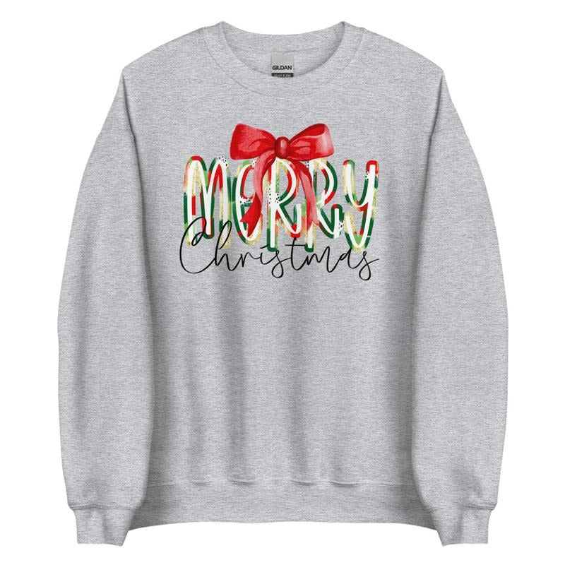 Watercolor Merry Graphic Crewneck Sweatshirt T-Shirts, Hoodie | PodTeesHub.com