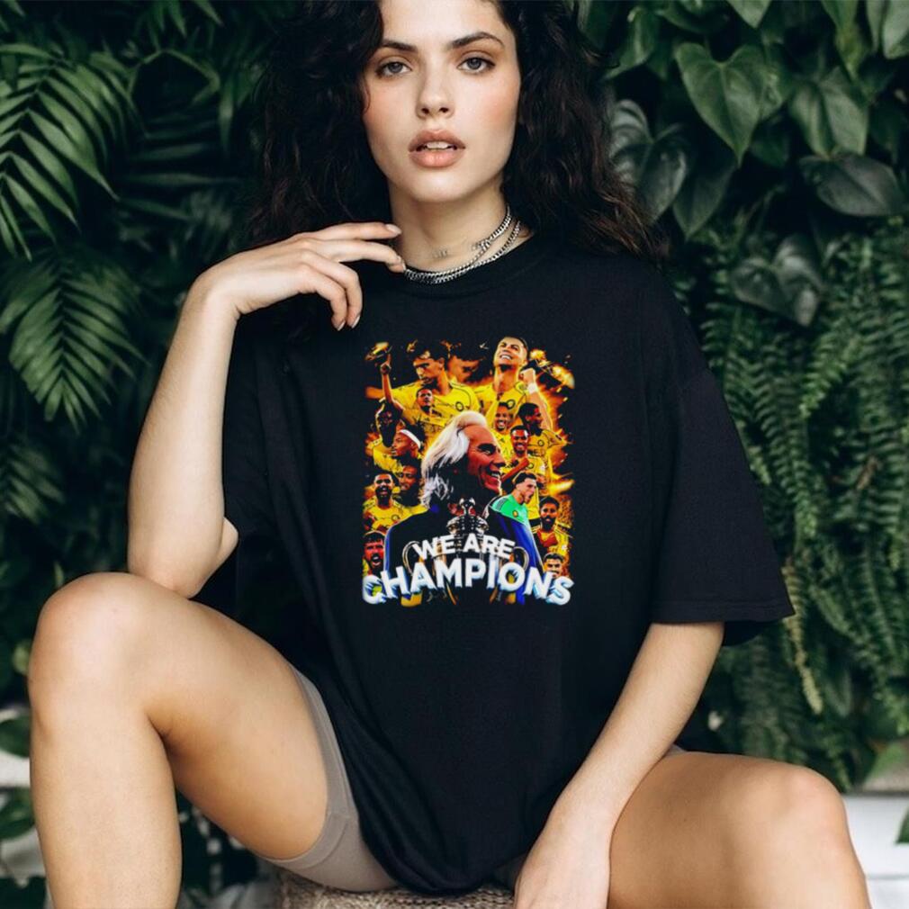 We Are Champions Soccer Player Collage Trophy Victory Commemorative T Shirt