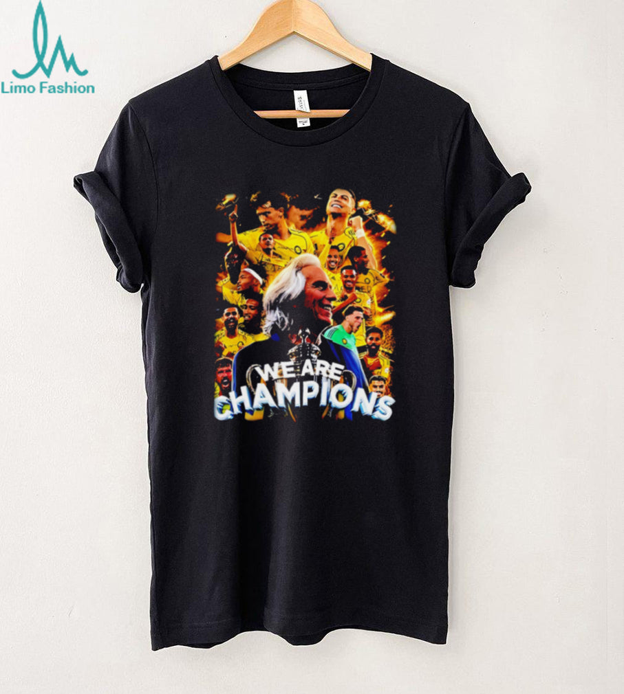 We Are Champions Soccer Player Collage Trophy Victory Commemorative T Shirt