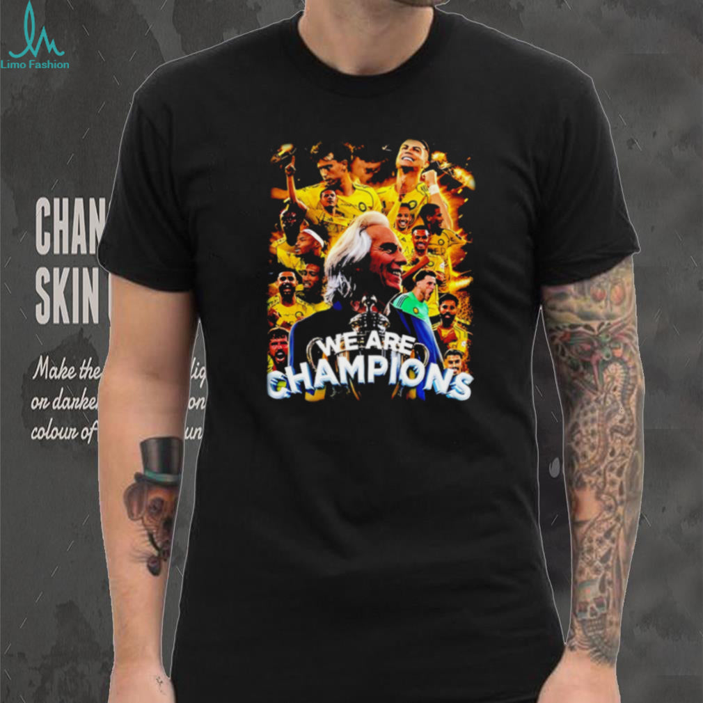 We Are Champions Soccer Player Collage Trophy Victory Commemorative T Shirt