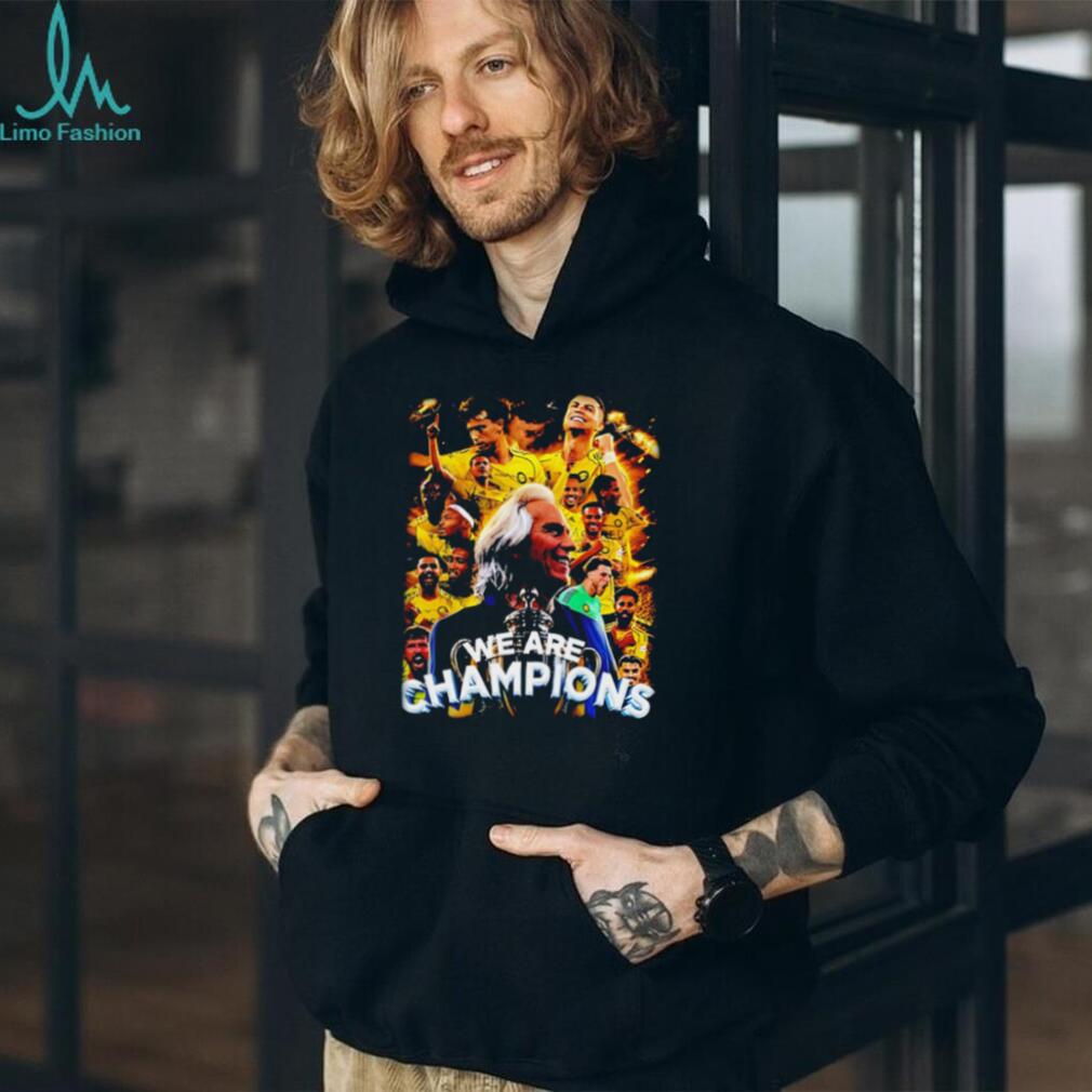 We Are Champions Soccer Player Collage Trophy Victory Commemorative T Shirt