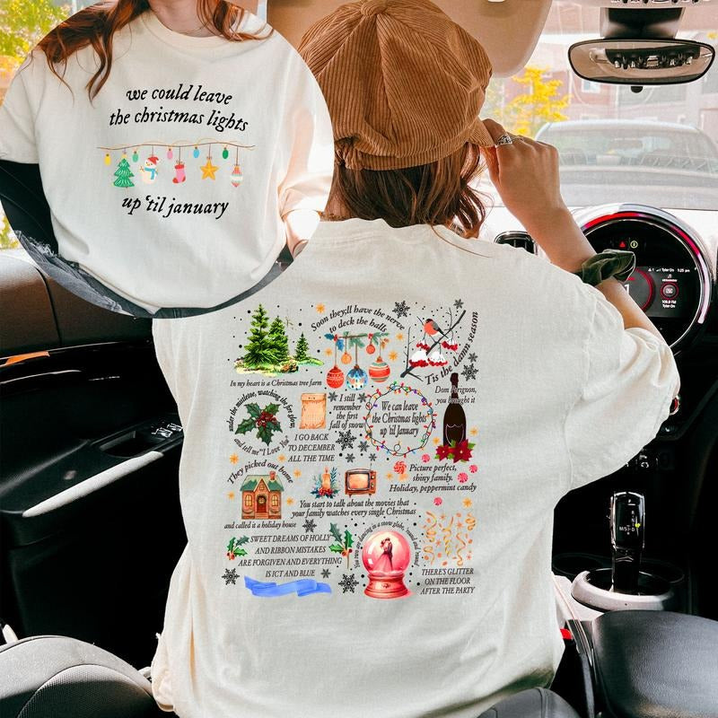 We Can Leave The Christmas Lights Up 'Til January, Christmas Lights Shirt, Christmas Gift, Women Christmas...