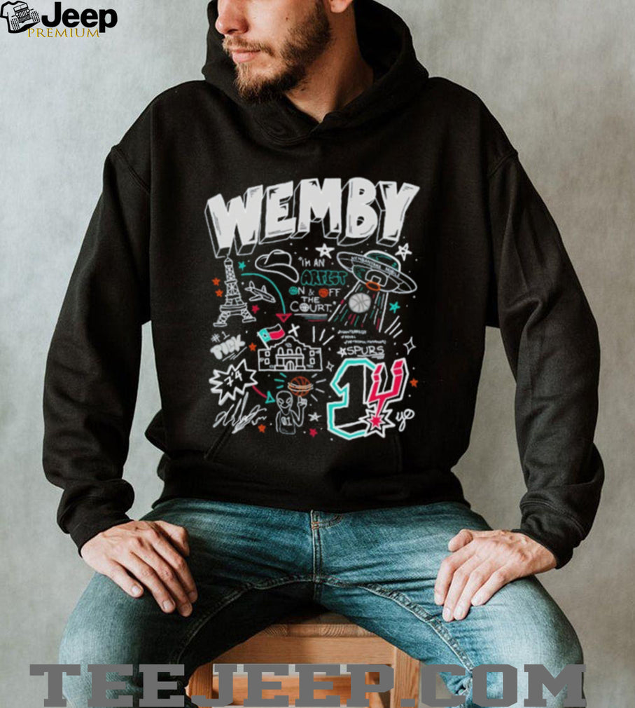 Wemby #1 Artist French Alien Doodle Basketball Graphic T Shirt