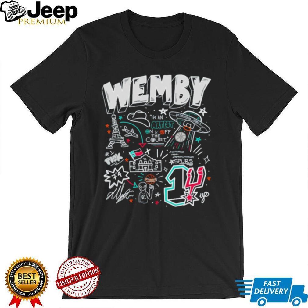 Wemby #1 Artist French Alien Doodle Basketball Graphic T Shirt