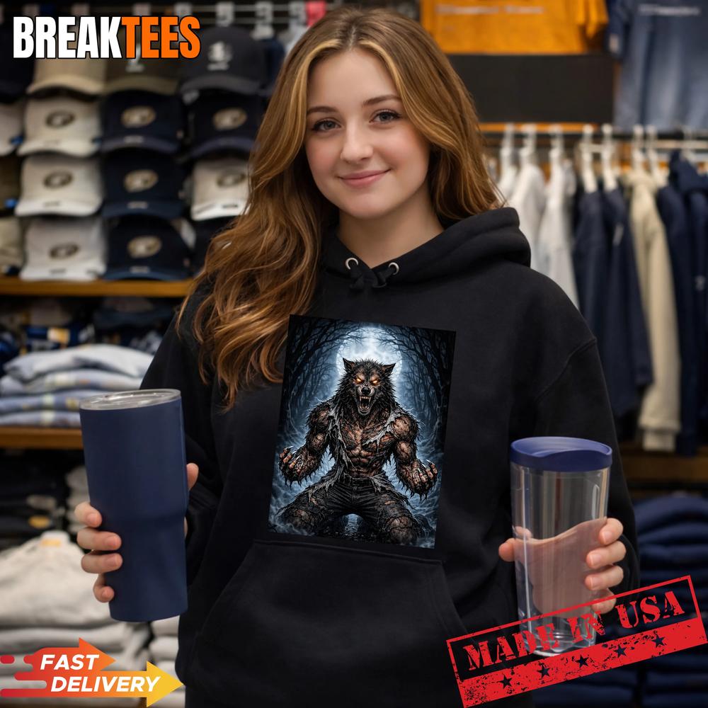 Werewolf Ripping Off Shirt Meme Graphic Tee