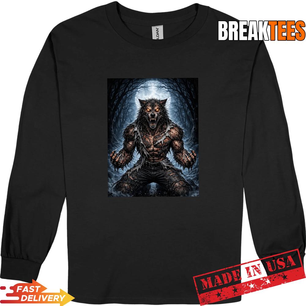 Werewolf Ripping Off Shirt Meme Graphic Tee