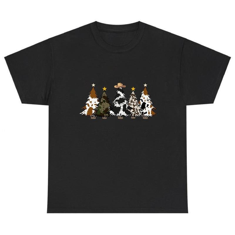 Western Cowboy Christmas Tree Graphic TShirt Hoodie and Sweatshirt for Holiday Festive Outfits | PodTeesHub.com