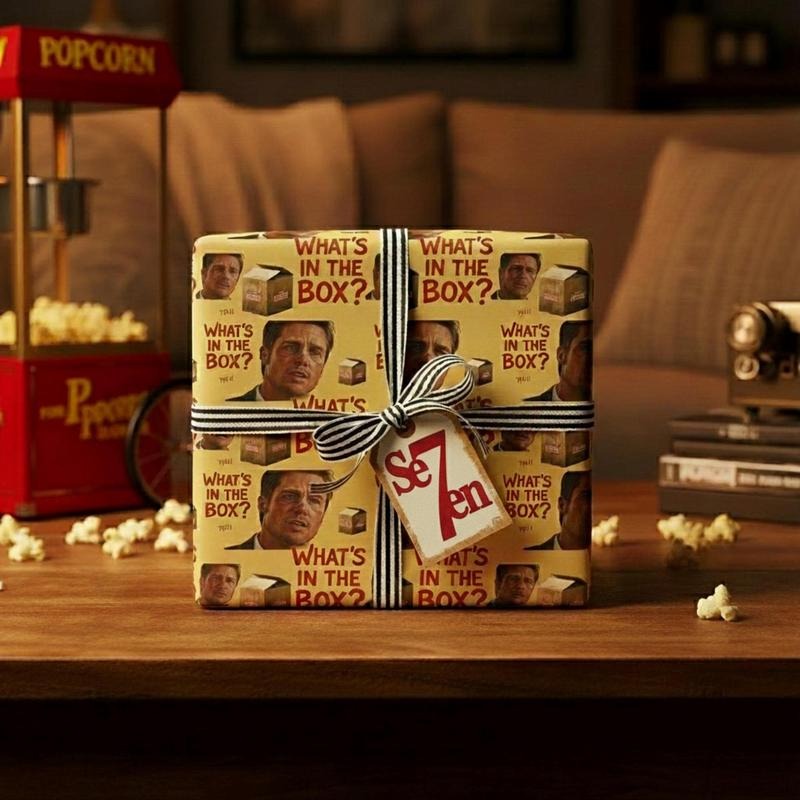 What's in the Box? Gift Wrapping Paper | Brad Pitt Movie Fan Paper | Se7en Parody, Seven Wrapping Paper T-Shirts, Hoodie,...