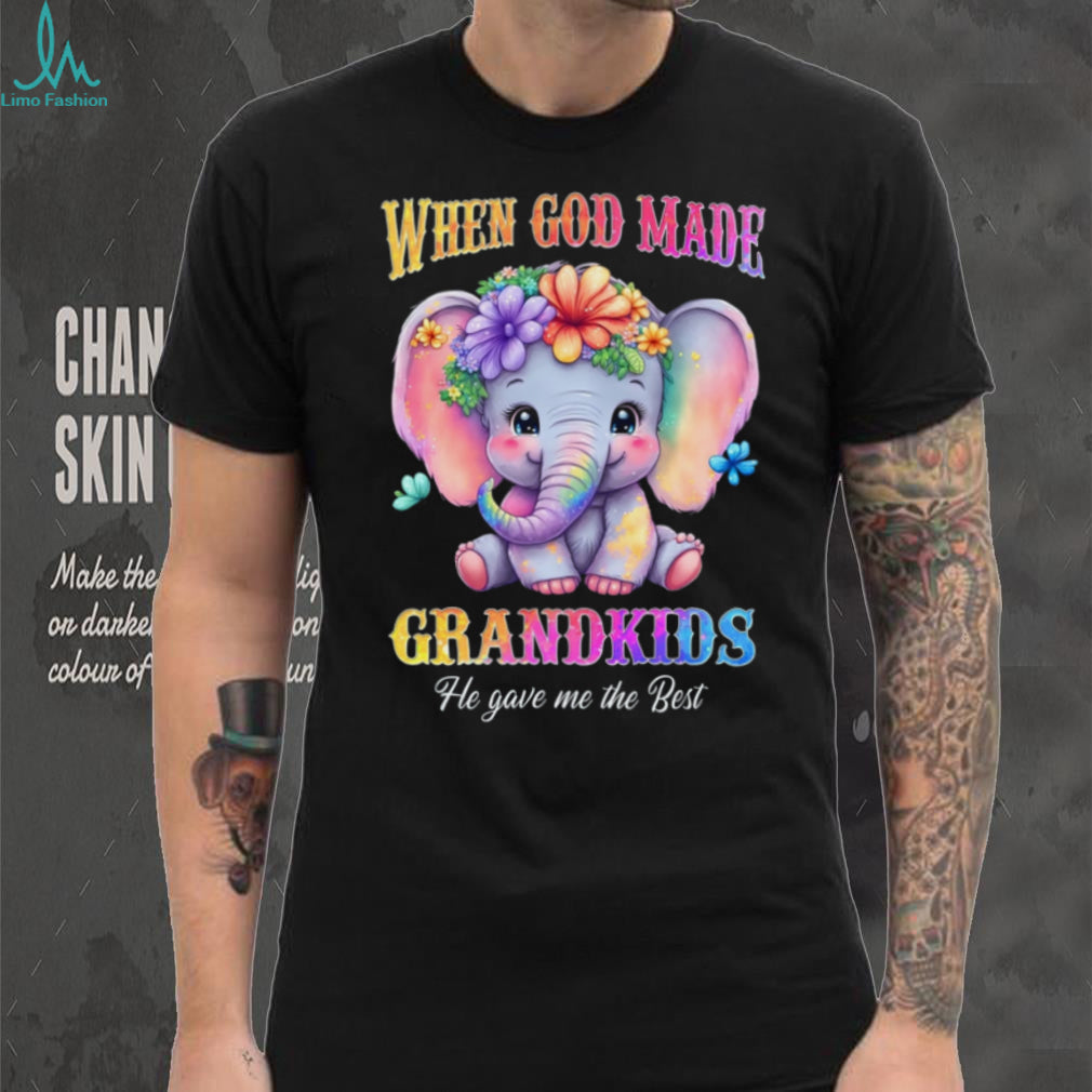 When God Made Grandkids Elephant Floral Best Grandma Mother Grandmother Casual Comfort Shirt