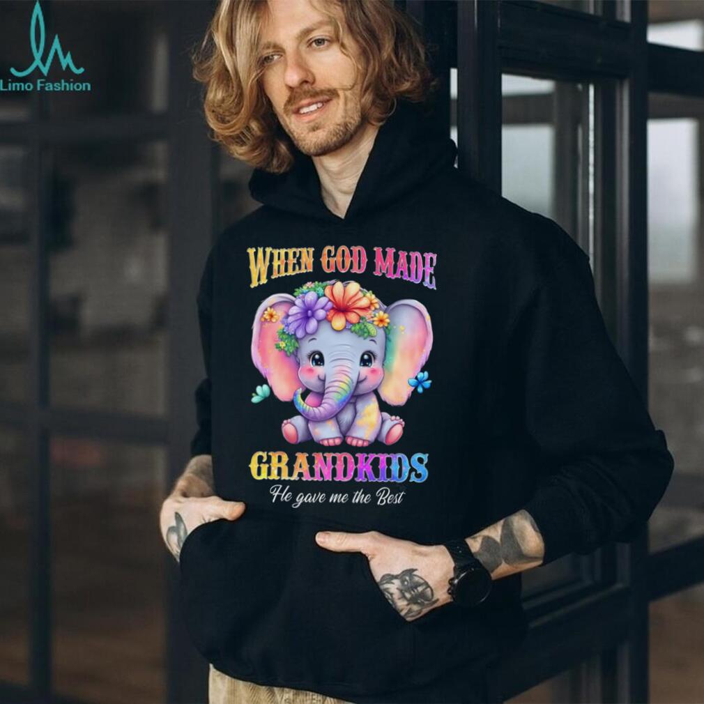 When God Made Grandkids Elephant Floral Best Grandma Mother Grandmother Casual Comfort Shirt