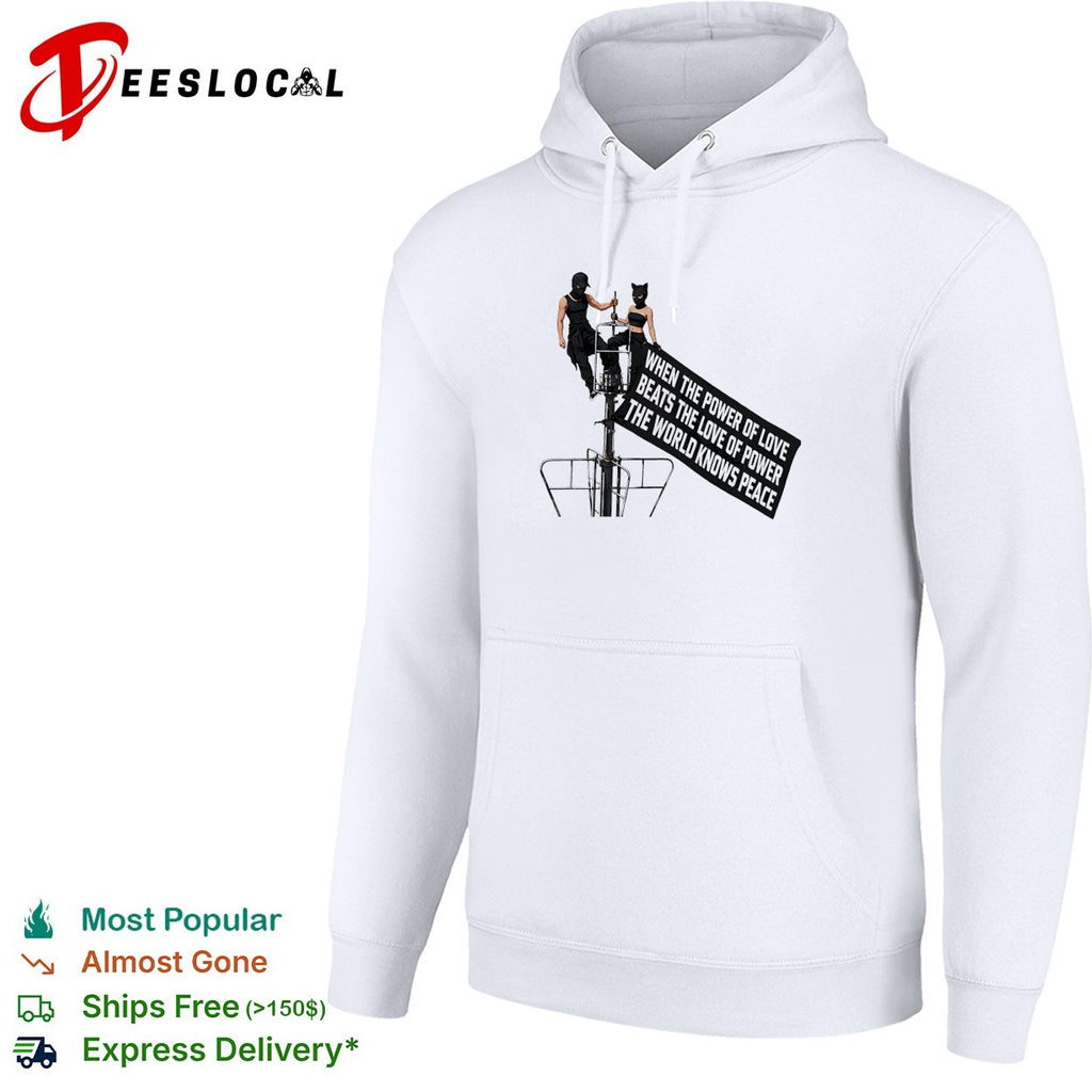 When the power of love beats the love of power the world knows peace streetlight two figures shirt