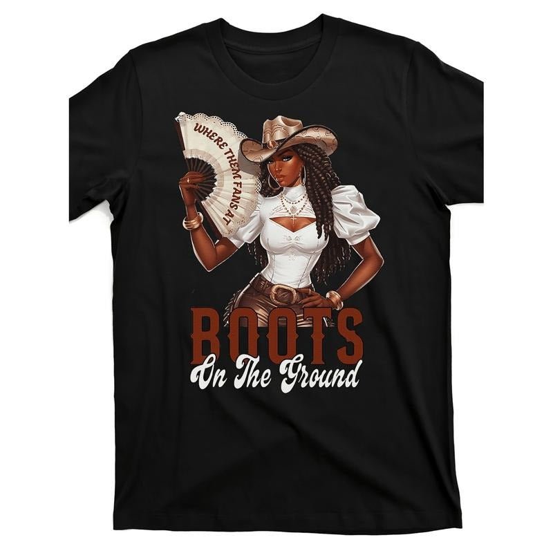Where Them Fans At Boots On Da Ground Cowgirl T-Shirt 220G Hoodie, Sweatshirt | PodTeesHub.com