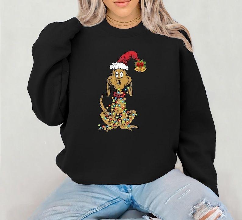 Whimsical Christmas Tree Sweatshirt, With Dog Max Whoville Tree hoodie, Whimsical Green Star, Trendy Shirt, Kids...
