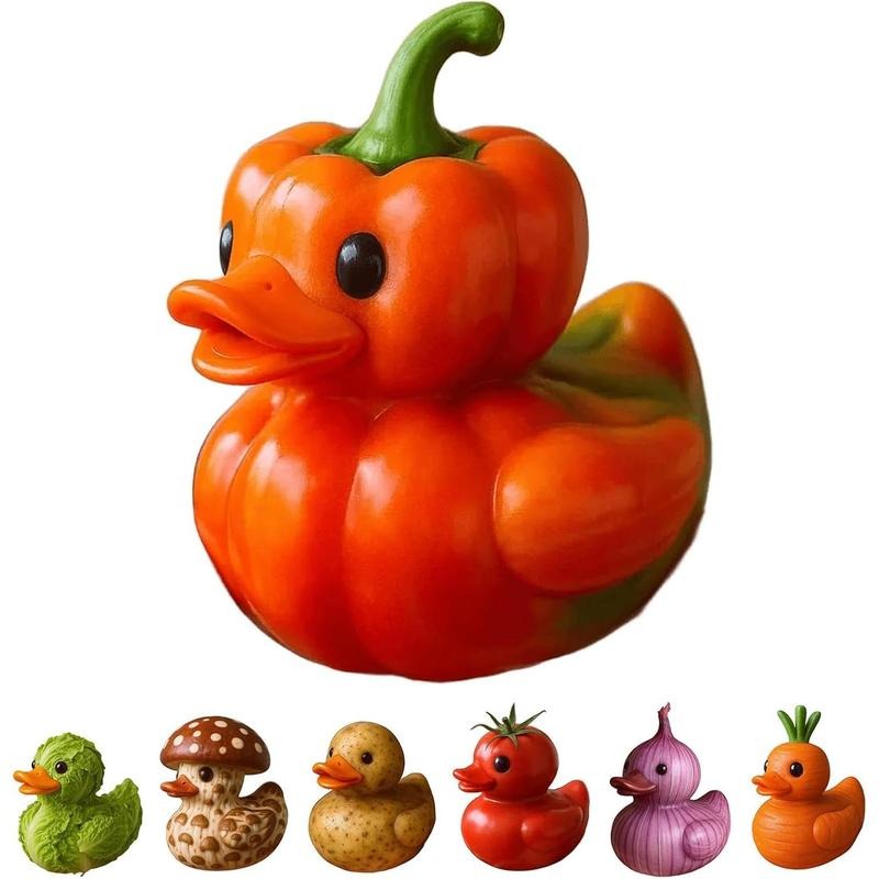 Whimsical Vegetable-Themed Duck Figurines, Funny 3D Vegetable Themed Duck Statue Decor Gifts, Novelty Vegetables Ducks...