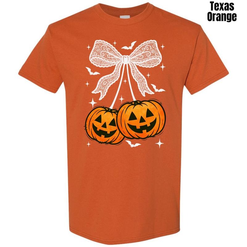 White Bats & Pumpkins Bow Gildan T-Shirt 'NLB' Hoodie, Sweatshirt | PodTeesHub.com