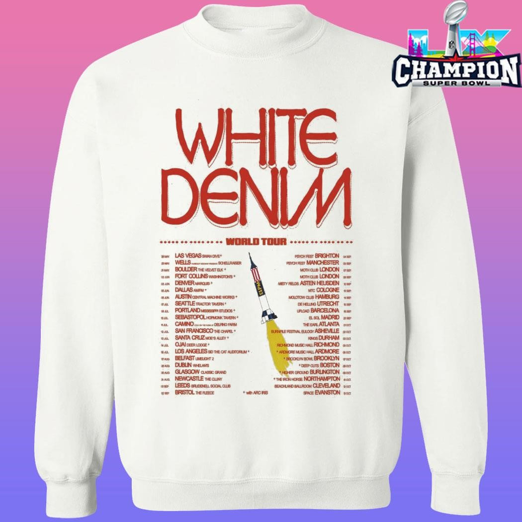White Denim World Concert World Tour 2026 Shirt