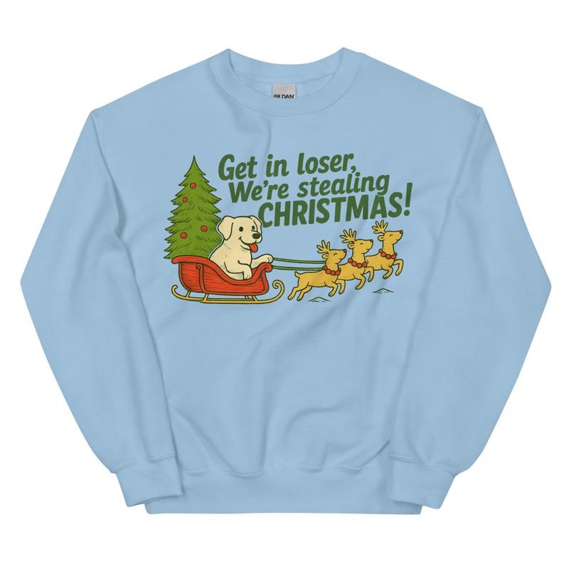 White Lab Stealing Christmas Sweatshirt - Unisex Apparel Relaxed Fit Printed In The USA Clothing Womenswear Casual...
