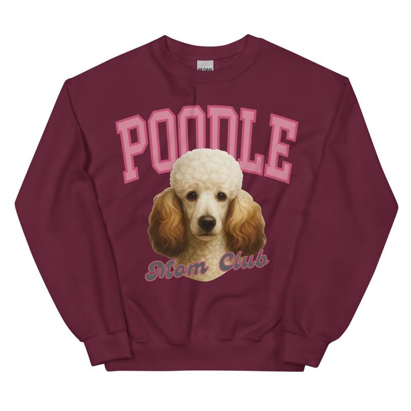 White Poodle with brown ears Dog Mom Club Sweatshirt T-Shirts, Hoodie | PodTeesHub.com