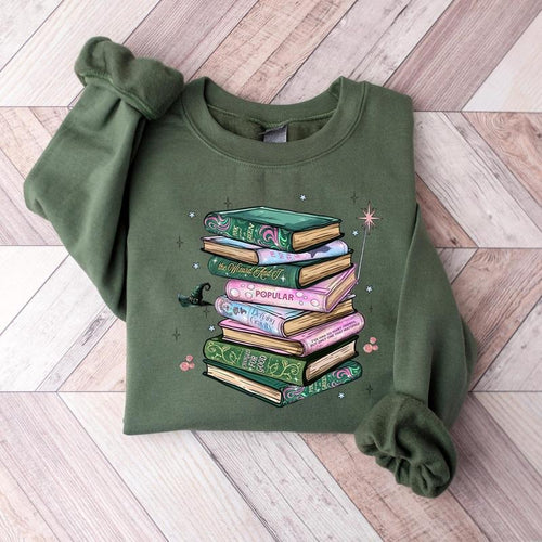 #Wickedd Changed For Good Book Sweatshirt, Defy Gravity Broomstick Magic Wand Crewneck, Fun Popular Literary T-Shirt for...