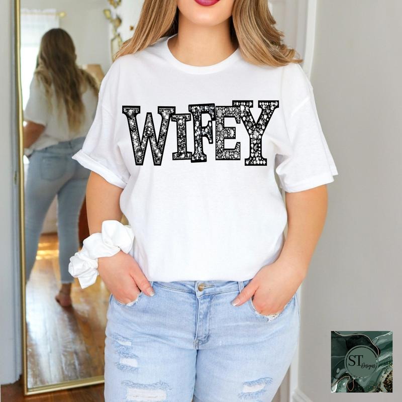 Wifey Rhinestone T-Shirts, Hoodie, Sweatshirt | PodTeesHub.com