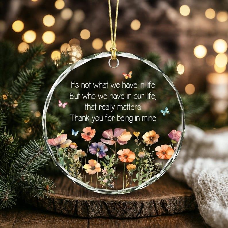 Wildflower Friendship Glass Ornament, Best Friend Gift, Bestie Glass Keepsake, Thank You Gift For Friend T-Shirts,...