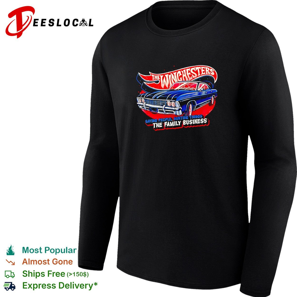 Winchesters Impala saving people hunting things the family business Supernatural Hot Wheels shirt
