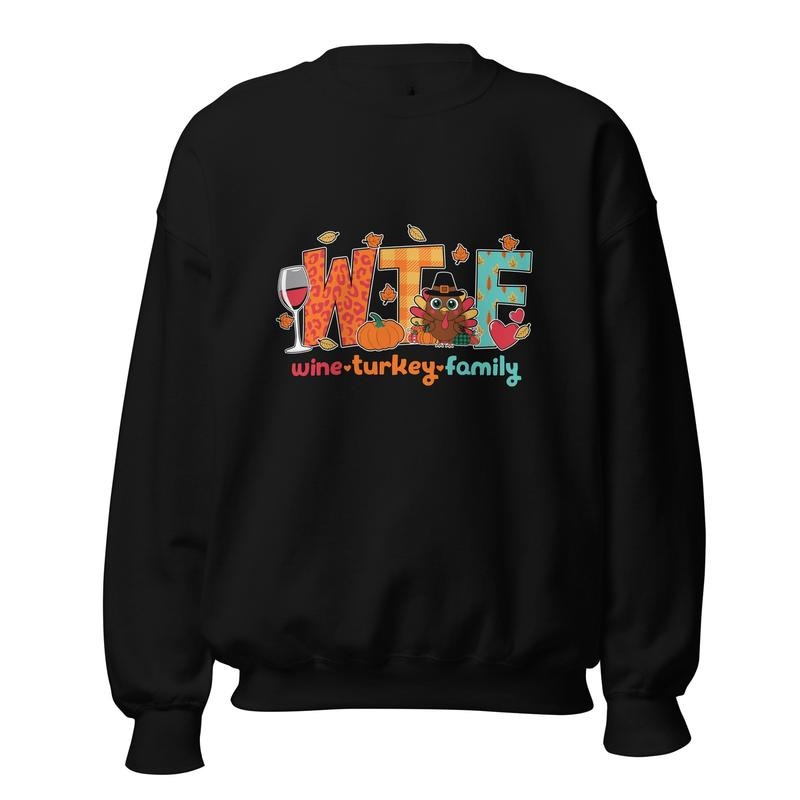Wine Turkey Family Sweatshirt, Funny Thanksgiving Gift, Thanksgiving Sweatshirt T-Shirts, Hoodie | PodTeesHub.com