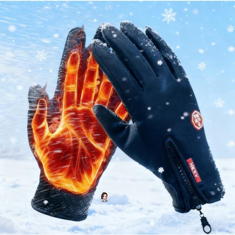 Winter Warm Gloves, Adjustable Zipper Windproof Waterproof Touchscreen Non-Slip Outdoor Cycling Hiking Fishing Running...