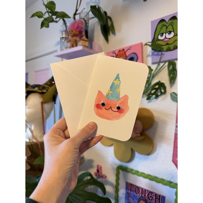 Wizard Cat Card, Hand Painted 4x6 inch Watercolor gift card for Valentine's Day or Birthday (Copy) (Copy) T-Shirts,...