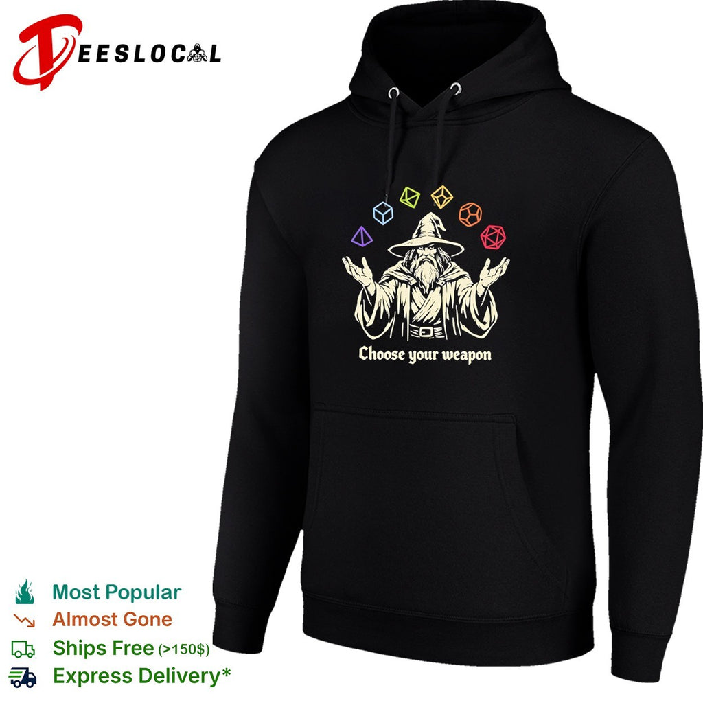 Wizard juggling DnD dice choose your weapon shirt