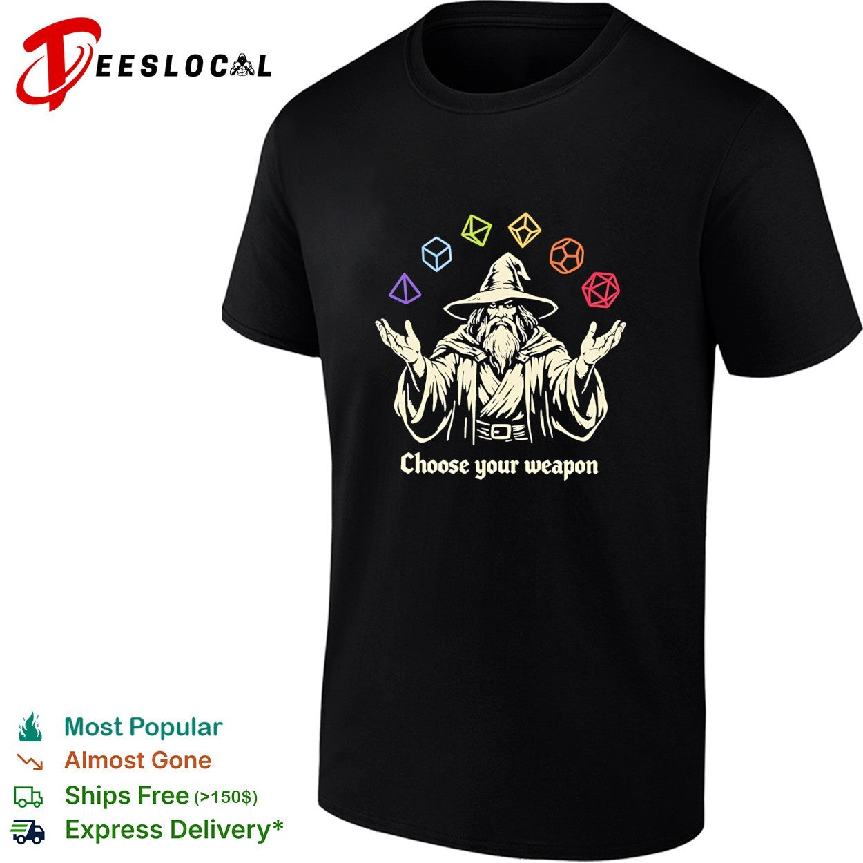 Wizard juggling DnD dice choose your weapon shirt