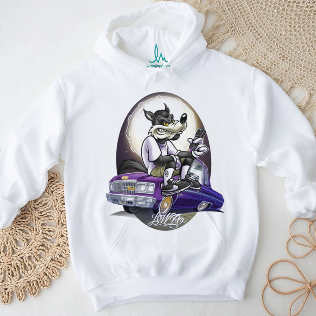 Wolf Lowrider Car Chicano Style Tattoo Art Graphic T Shirt
