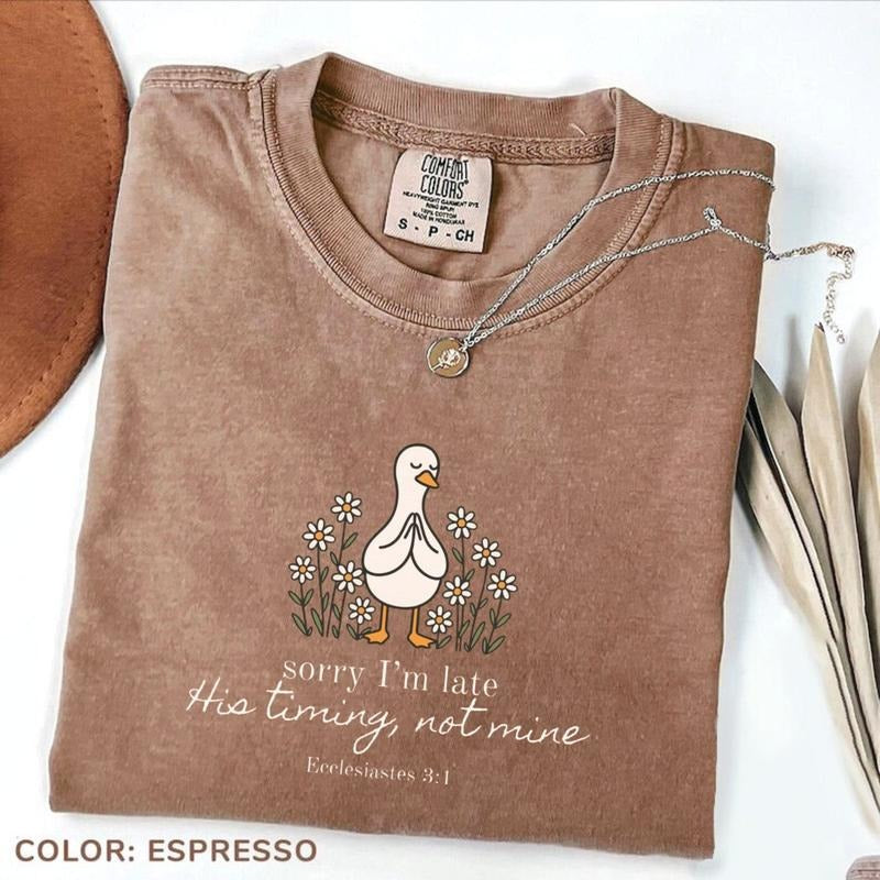 Comfort Colors Sorry I'm Late Floral Silly Goose Shirt, Funny Late Church Shirt, Daisy Flower Cute Funny Religious Tee,...