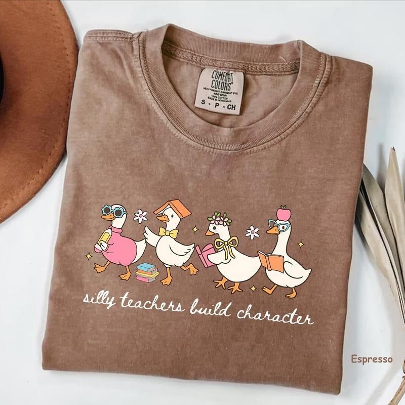 Comfort Colors Silly Teacher Build Character Shirt, Funny Silly Goose Shirt, Back to School Tee, Teacher Appreciation...