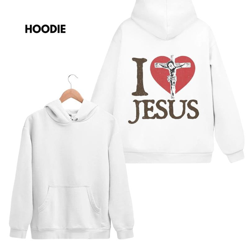 I Love Jesus Cross Graphic Hoodie/Sweatshirt/T-Shirt, Halloween Clothing, For Men/Women