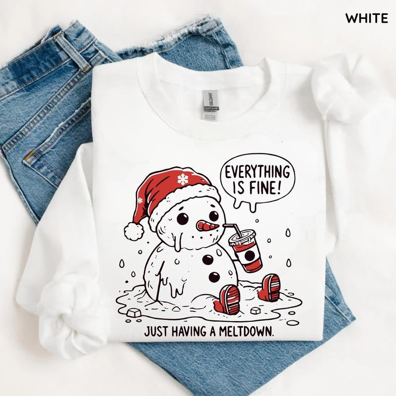 Having a Meltdown Christmas Sweatshirt, Cute Snowman Sweatshirt, Christmas Gift, For Men/Women - Unisex Style, 100%...