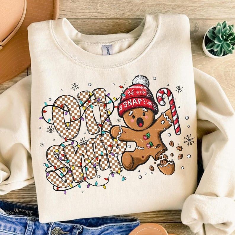 Oh Snap Sweatshirt, Christmas Gingerbread Sweatshirt, For Men/Women - Unisex Style, 100% Cotton, Pullover Christmas...