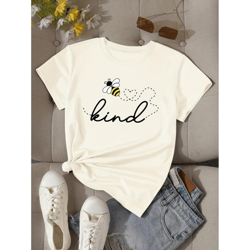 Women Casual Short Sleeve Crew Neck T Shirt Vibrant Yellow Letter Print Semi Sheer Breathable Fabric Medium Washable Top...