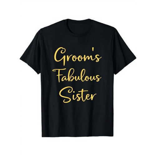 Women'S "Groom'S Fabulous Sister" Golden Lettering Graphic T-Shirt -  Short Sleeve Crew Neck Wedding Party Top,...