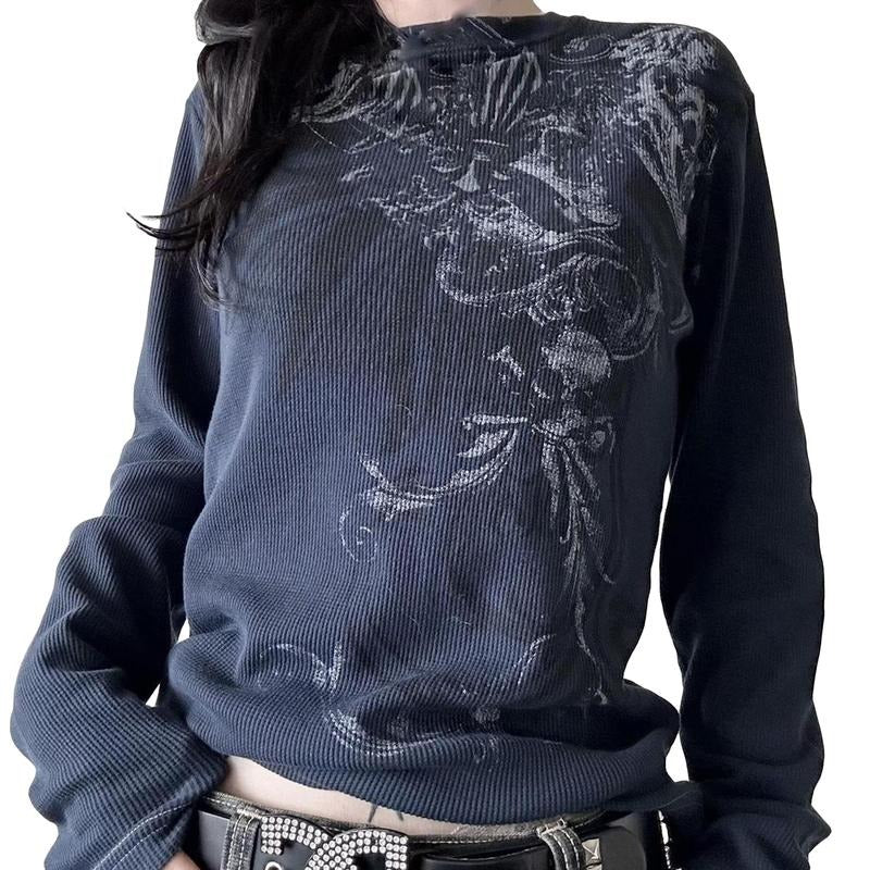 Women Y2k Fairy Grunge Goth Shirt Y2k Teen Girls Long Sleeve Baggy Shirt Graphic Baby Tee Fall Vintage Streetwear T-Shirt...