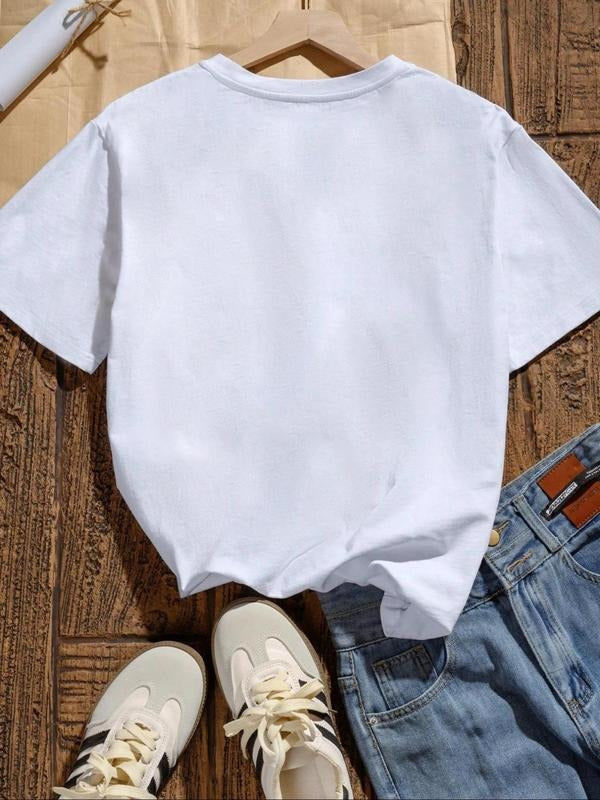 Women's American Flag Print Round Neck Tee, Vintage Trendy Casual Short Sleeve T-shirt for Daily Wear, Ladies Summer, Top...