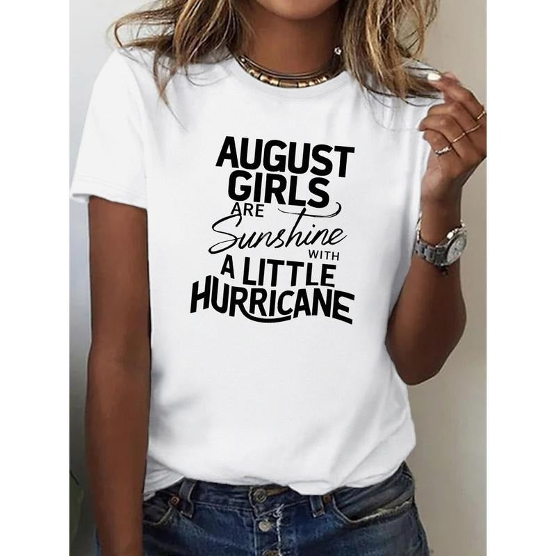 Women's August Graphic Print Crew Neck Short Sleeve T-Shirt