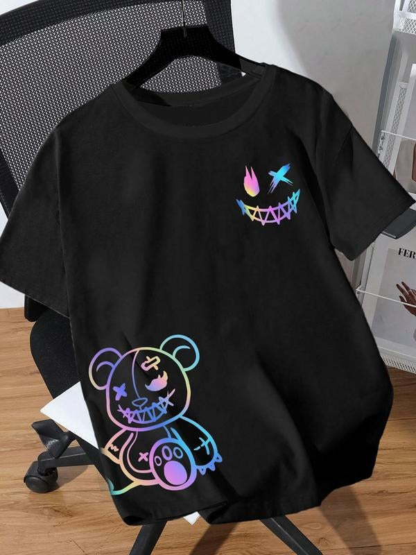 Women's Bear  Print Round Neck Tee, Fashion Casual Crew Neck T-shirt for Daily Holiday Vacation Outdoor Wear, Ladies...
