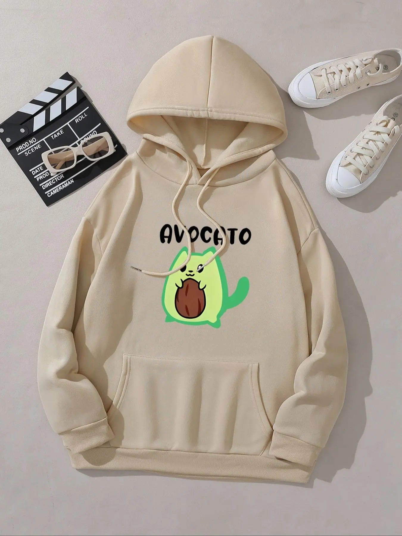 Women's Cartoon Avocado Print Hoodie, Fashion Casual Hooded Sweatshirt for Daily Holiday Outdoor Wear, Women Clothing for...